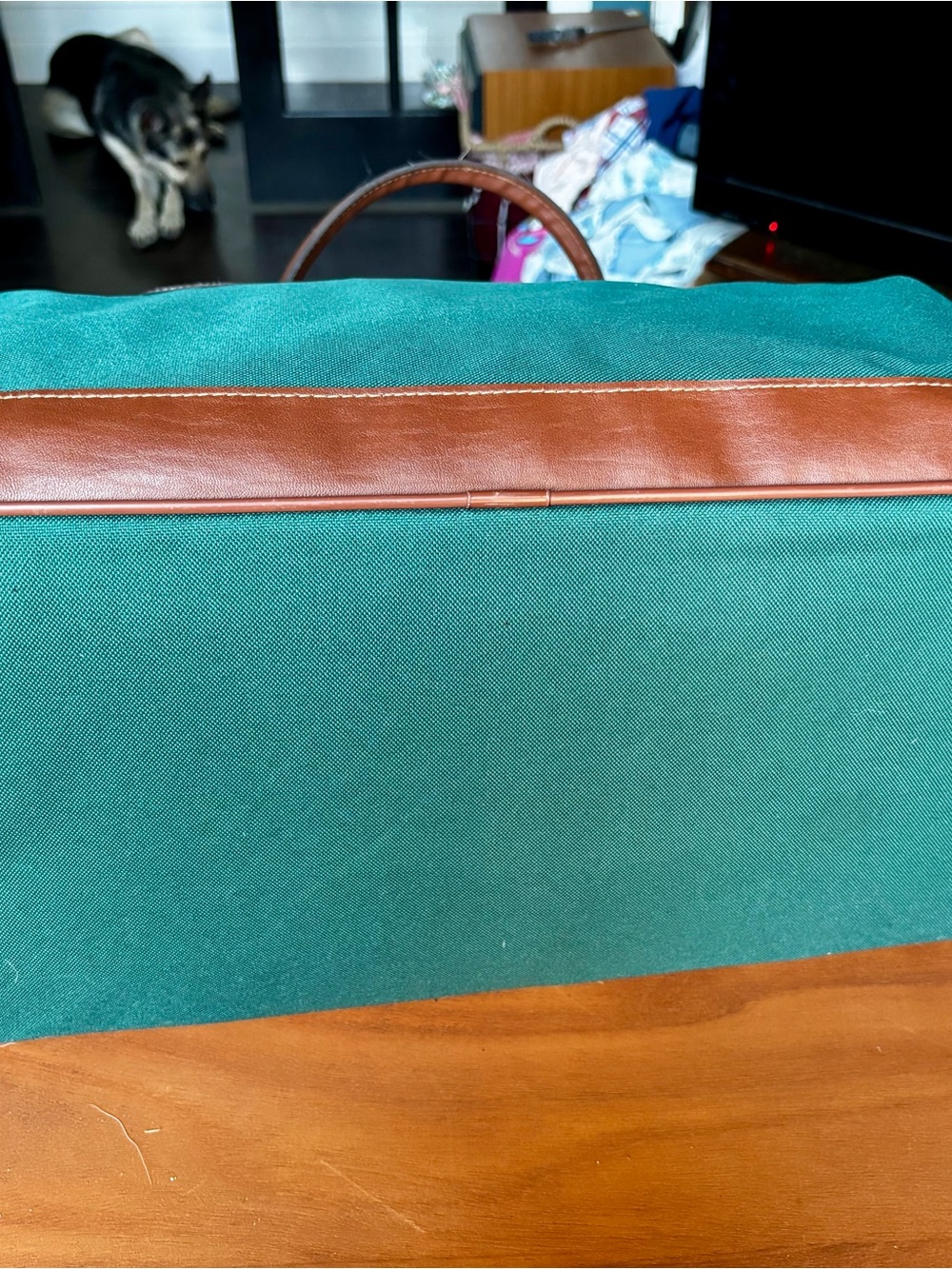 VTG iconic Polo Ralph Lauren Green Canvas Travel Tote with Brown Leather Trim - Picture 5 of 9
